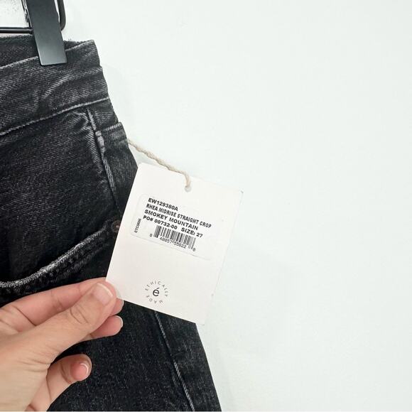 Etica Rhea Midrise Straight Crop Jean Smokey Mountain NWT Black Distressed 27 - Picture 8 of 10